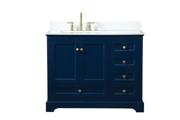 42 Inch Single Bathroom Vanity In Blue With Backsplash VF15542BL-BS By Elegant Lighting