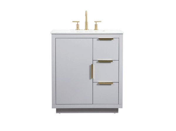 30 Inch Single Bathroom Vanity In Grey VF19430GR By Elegant Lighting