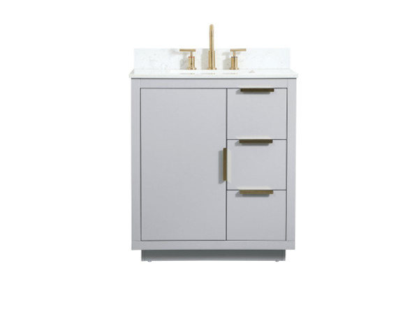 30 Inch Single Bathroom Vanity In Grey With Backsplash VF19430GR-BS By Elegant Lighting