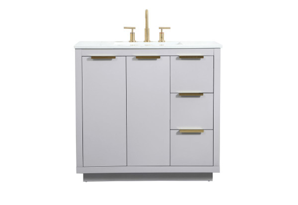 36 Inch Single Bathroom Vanity In Grey VF19436GR By Elegant Lighting