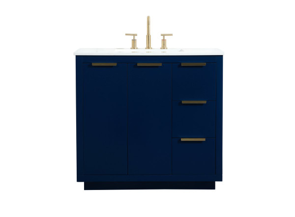 36 Inch Single Bathroom Vanity In Blue VF19436BL By Elegant Lighting