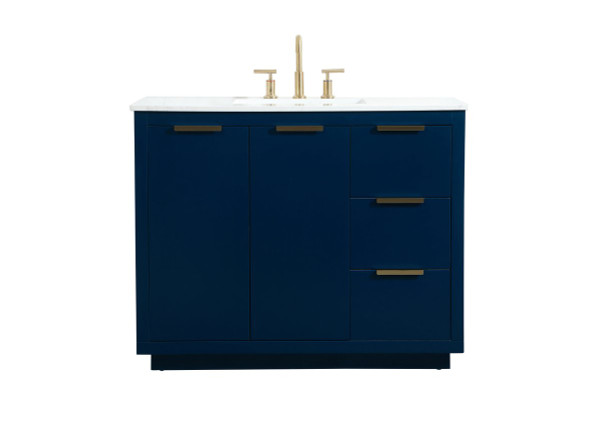 42 Inch Single Bathroom Vanity In Blue VF19442BL By Elegant Lighting
