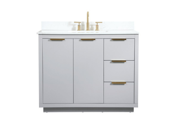 42 Inch Single Bathroom Vanity In Grey With Backsplash VF19442GR-BS By Elegant Lighting