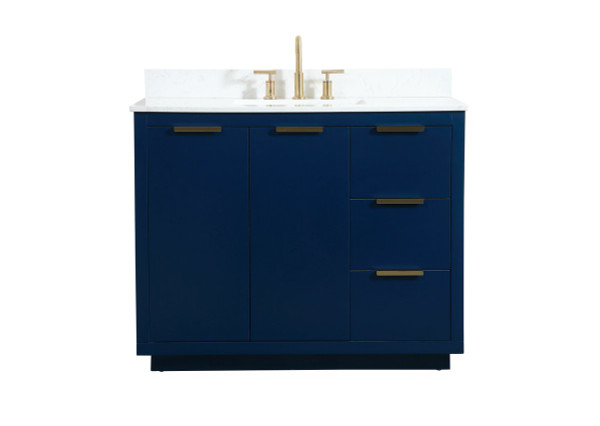 42 Inch Single Bathroom Vanity In Blue With Backsplash VF19442BL-BS By Elegant Lighting