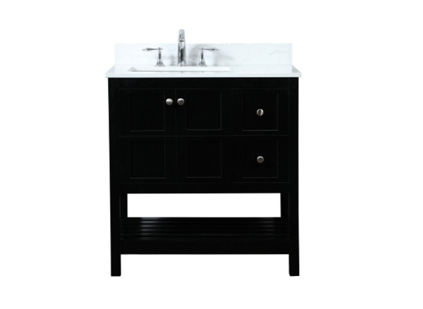 32 Inch Single Bathroom Vanity In Black With Backsplash VF16432BK-BS By Elegant Lighting