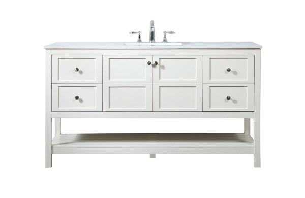 60 Inch Single Bathroom Vanity In White VF16460WH By Elegant Lighting