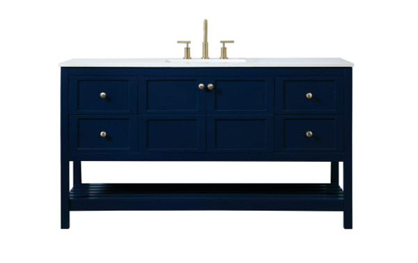 60 Inch Single Bathroom Vanity In Blue VF16460BL By Elegant Lighting