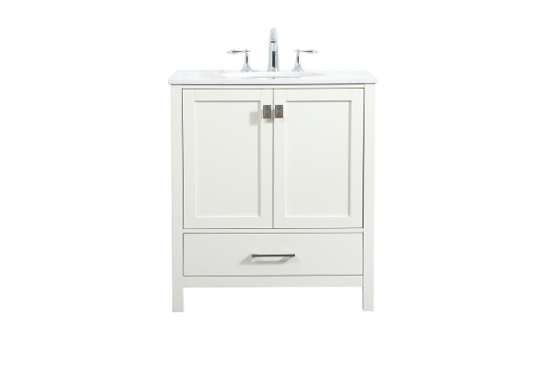 30 Inch Single Bathroom Vanity In White VF18830WH By Elegant Lighting