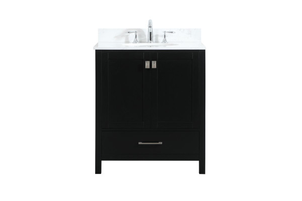 30 Inch Single Bathroom Vanity In Black With Backsplash VF18830BK-BS By Elegant Lighting