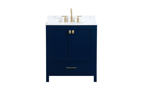 30 Inch Single Bathroom Vanity In Blue With Backsplash VF18830BL-BS By Elegant Lighting