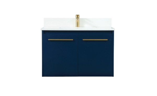 30 Inch Single Bathroom Vanity In Blue With Backsplash VF44530MBL-BS By Elegant Lighting