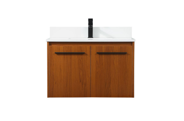 30 Inch Single Bathroom Vanity In Teak With Backsplash VF44530MTK-BS By Elegant Lighting