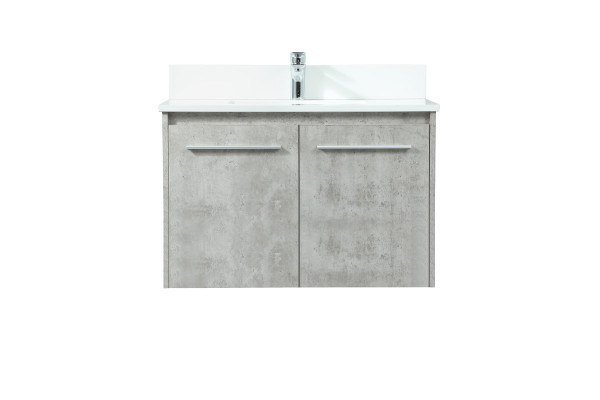 30 Inch Single Bathroom Vanity In Concrete Grey With Backsplash VF44530MCG-BS By Elegant Lighting