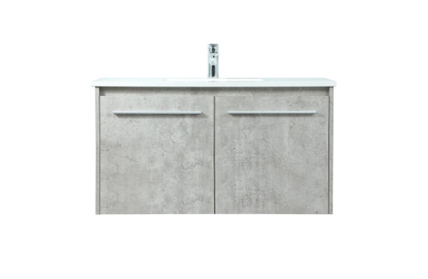 36 Inch Single Bathroom Vanity In Concrete Grey VF44536MCG By Elegant Lighting