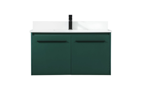 36 Inch Single Bathroom Vanity In Green With Backsplash VF44536MGN-BS By Elegant Lighting