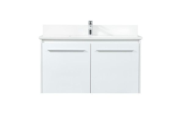36 Inch Single Bathroom Vanity In White With Backsplash VF44536MWH-BS By Elegant Lighting