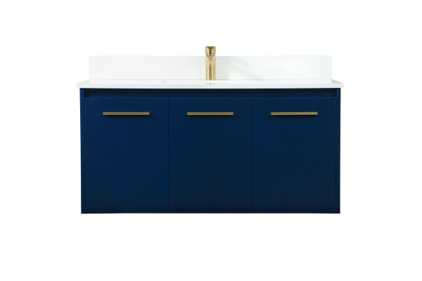 40 Inch Single Bathroom Vanity In Blue With Backsplash VF44540MBL-BS By Elegant Lighting