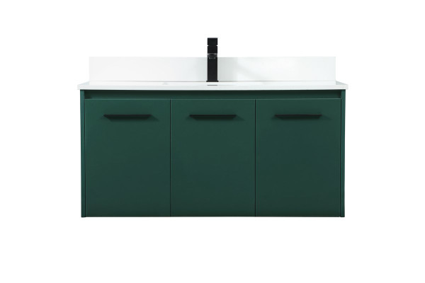 40 Inch Single Bathroom Vanity In Green With Backsplash VF44540MGN-BS By Elegant Lighting