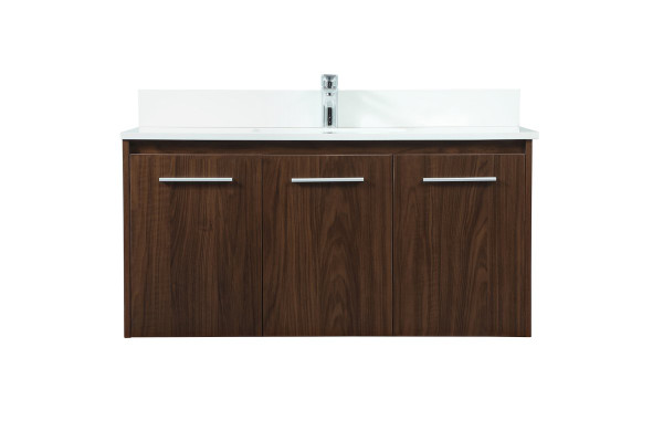 40 Inch Single Bathroom Vanity In Walnut With Backsplash VF44540MWT-BS By Elegant Lighting