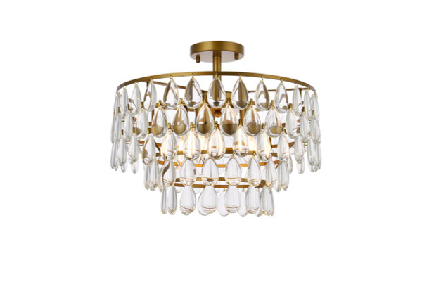 Mila 18 Inch Flush Mount In Brass 1103F18BR By Elegant Lighting