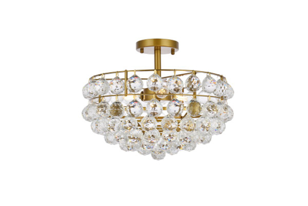 Savannah 16 Inch Flush Mount In Brass 1107F16BR By Elegant Lighting