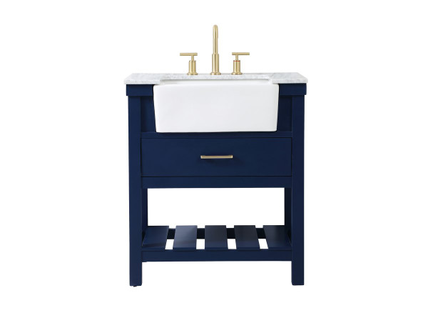 30 Inch Single Bathroom Vanity In Blue VF60130BL By Elegant Lighting