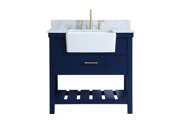 36 Inch Single Bathroom Vanity In Blue With Backsplash VF60136BL-BS By Elegant Lighting