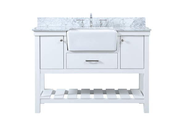 48 Inch Single Bathroom Vanity In White With Backsplash VF60148WH-BS By Elegant Lighting