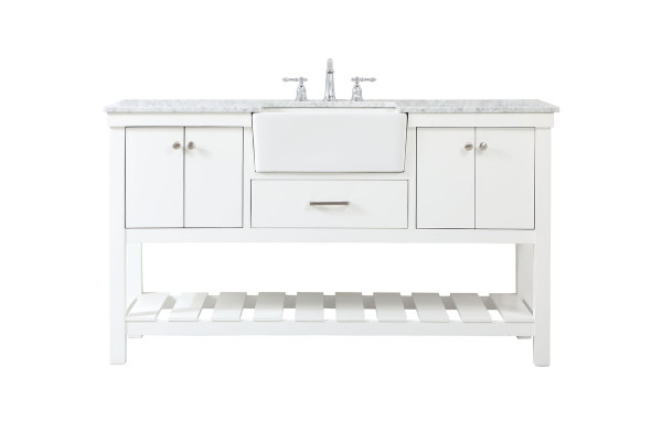 60 Inch Single Bathroom Vanity In White VF60160WH By Elegant Lighting