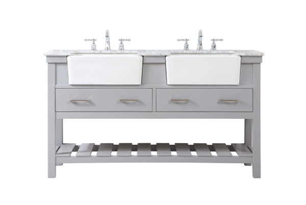 60 Inch Double Bathroom Vanity In Grey VF60160DGR By Elegant Lighting