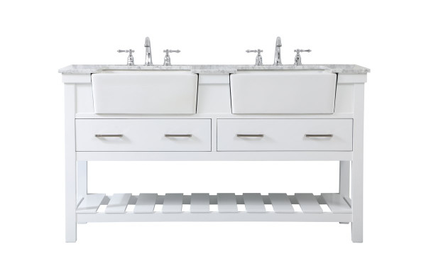 60 Inch Double Bathroom Vanity In White VF60160DWH By Elegant Lighting