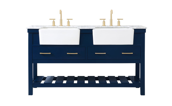 60 Inch Double Bathroom Vanity In Blue VF60160DBL By Elegant Lighting