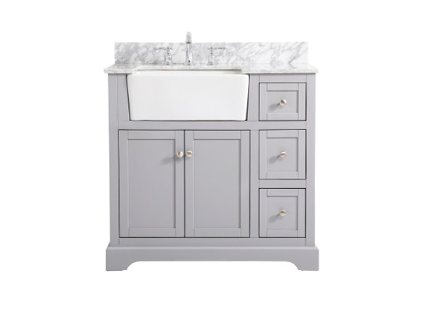 36 Inch Single Bathroom Vanity In Grey With Backsplash VF60236GR-BS By Elegant Lighting