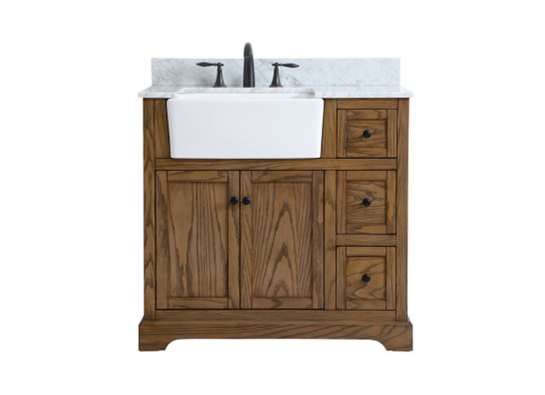 36 Inch Single Bathroom Vanity In Driftwood With Backsplash VF60236DW-BS By Elegant Lighting