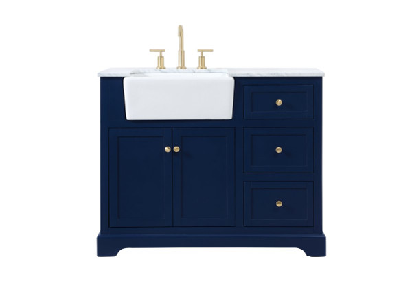 42 Inch Single Bathroom Vanity In Blue VF60242BL By Elegant Lighting