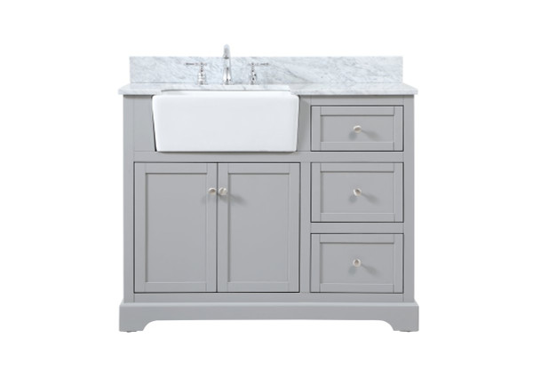 42 Inch Single Bathroom Vanity In Grey With Backsplash VF60242GR-BS By Elegant Lighting
