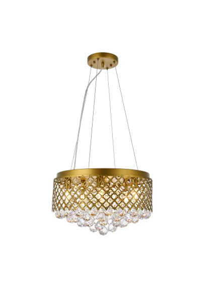 Tully 6 Lights Pendant In Brass LD520D18BR By Elegant Lighting