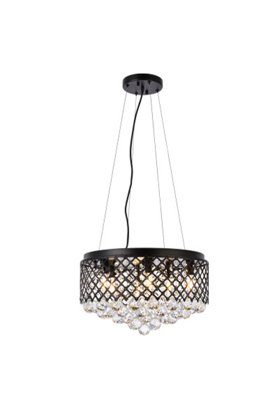 Tully 6 Lights Pendant In Black LD520D18BK By Elegant Lighting