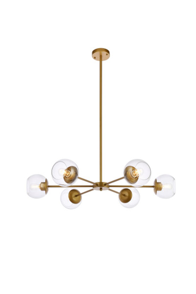 Briggs 36 Inch Pendant In Brass With Clear Shade LD642D36BR By Elegant Lighting