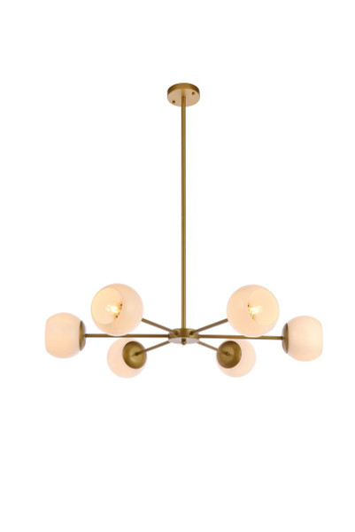 Briggs 36 Inch Pendant In Brass With White Shade LD643D36BR By Elegant Lighting
