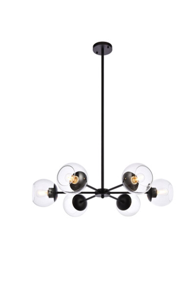 Briggs 30 Inch Pendant In Black With Clear Shade LD644D30BK By Elegant Lighting