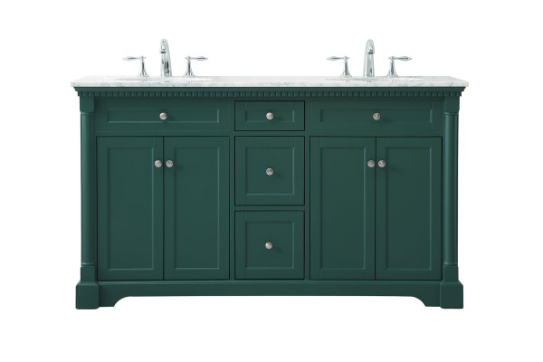 60 Inch Double Bathroom Vanity Set In Green VF53060DGN By Elegant Lighting