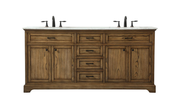 72 Inch Double Bathroom Vanity In Driftwood VF15072DDW By Elegant Lighting