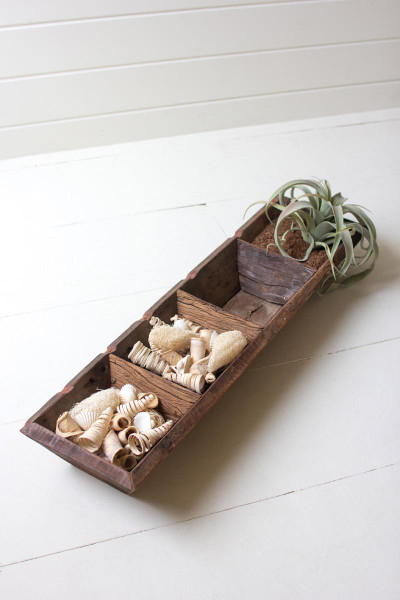 Kalalou NMCC1264 Four Section Recycled Wood Succulent Tray