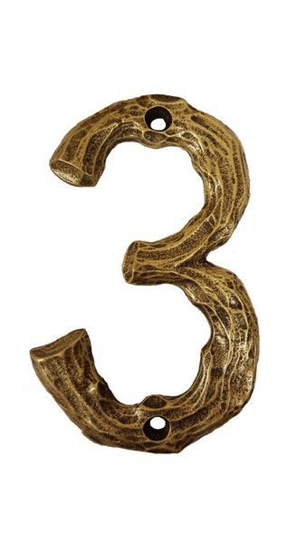 LHN3-AB Log House Number Three - Antique Brass by Buck Snort Lodge