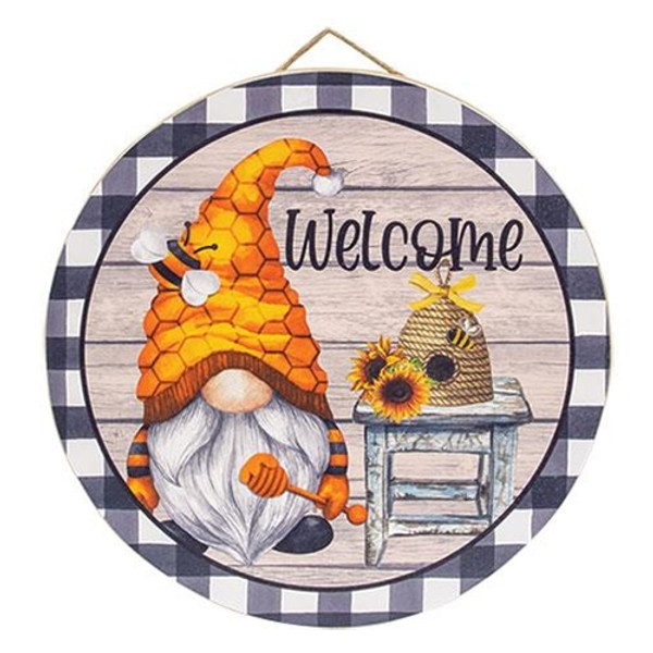 *Honeybee Gnome Hanging Round Sign G12R33 By CWI Gifts