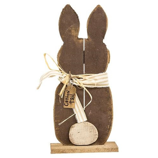 CWI Gifts G22106 Rustic Wood Chocolate "Cottontail" Bunny On Base
