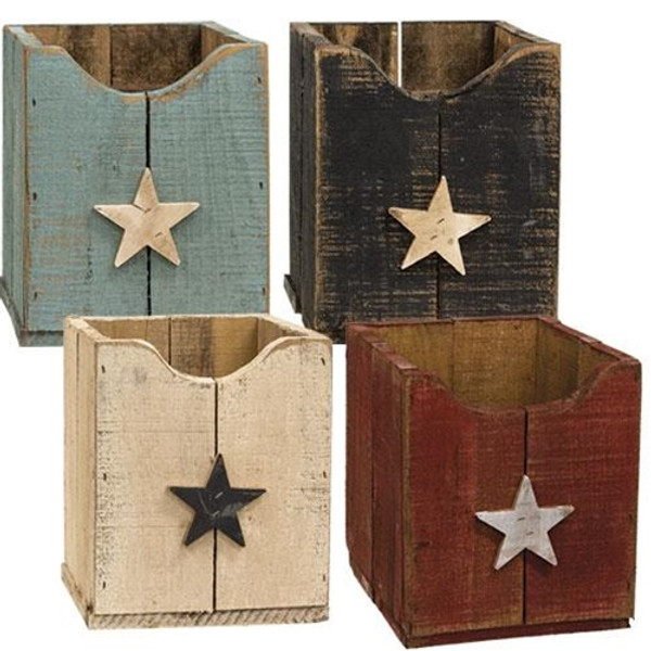 Large Rustic Wood Pallet Planter W/Star 4 Asstd. (Pack Of 4) G22112 By CWI Gifts