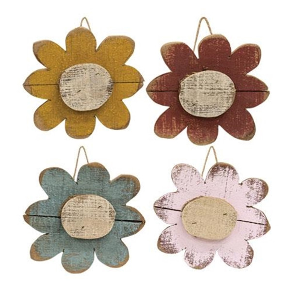 Rustic Pallet Hanging Daisy 4 Asstd. (Pack Of 4) G22117 By CWI Gifts