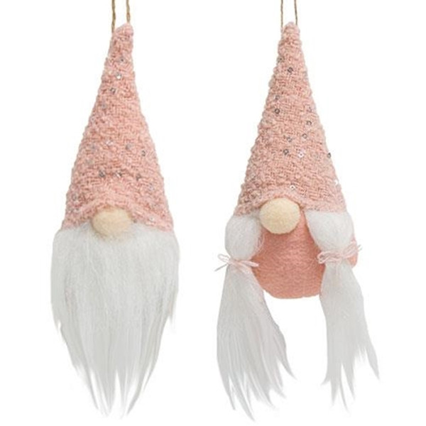 Mr. & Mrs. Sequin Hat Gnome Ornament 2 Asstd (Pack Of 2) GADC4006 By CWI Gifts